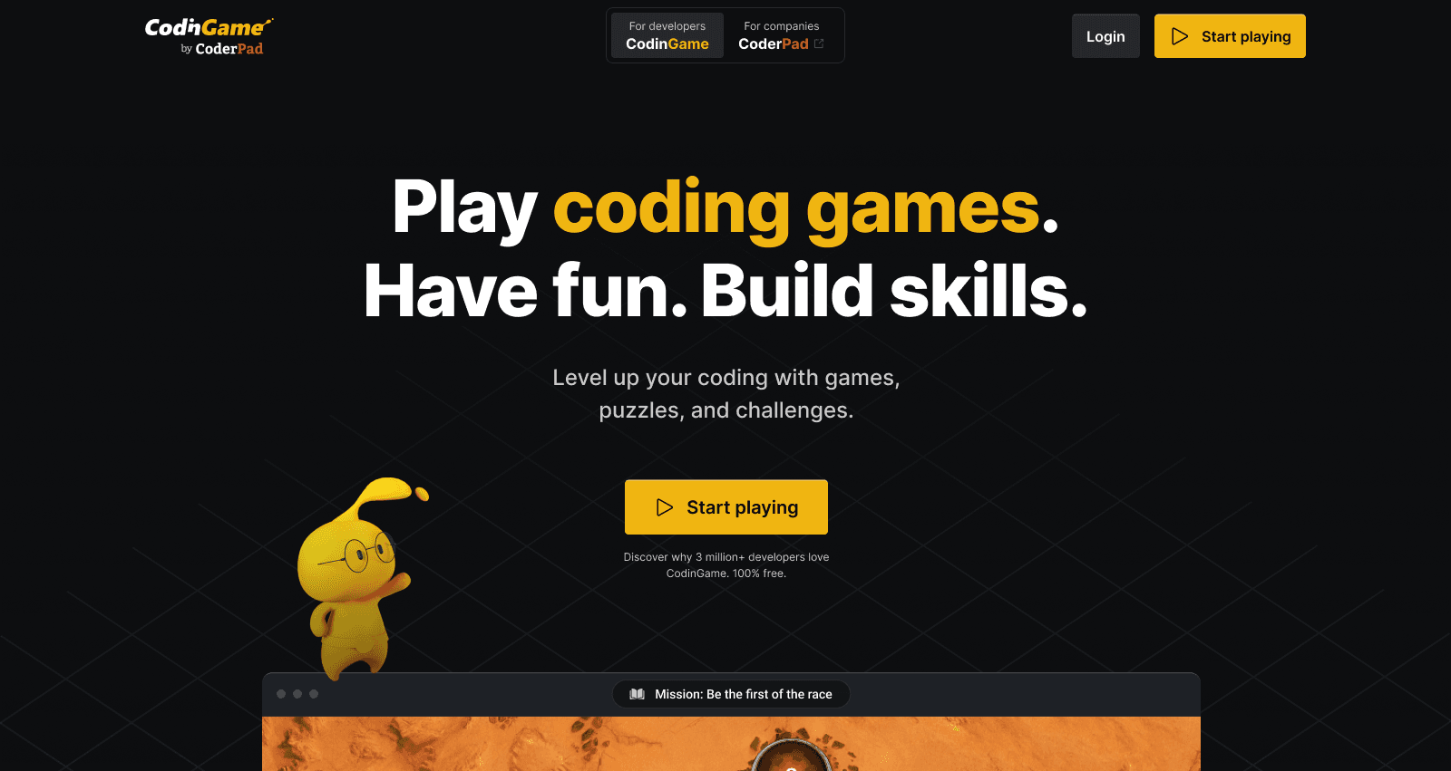 CodinGame landing page