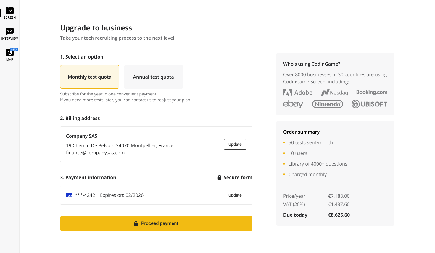 Coderpad billing
