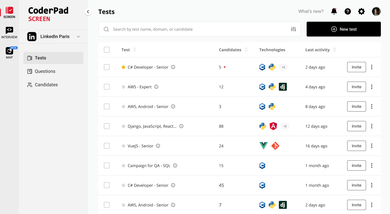 Tests coderpad